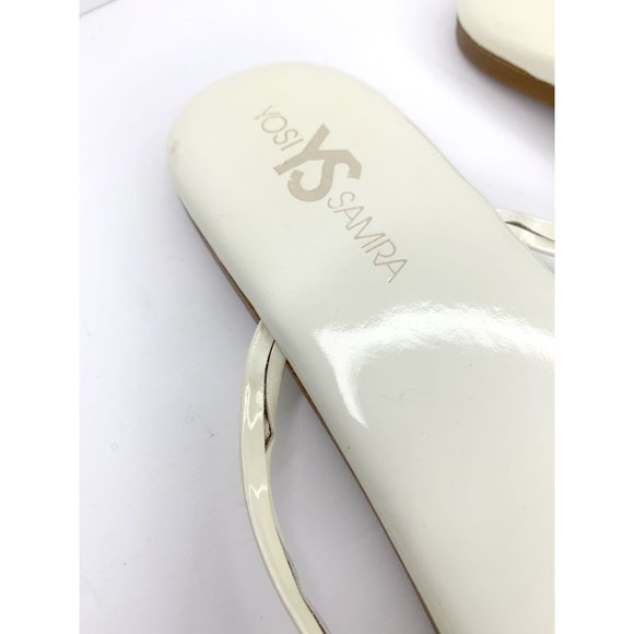 YOSI SAMRA Off-White Roee Patent‎ Leather Flip Flop Thong Summer Sandals Sz 11 - Picture 7 of 11